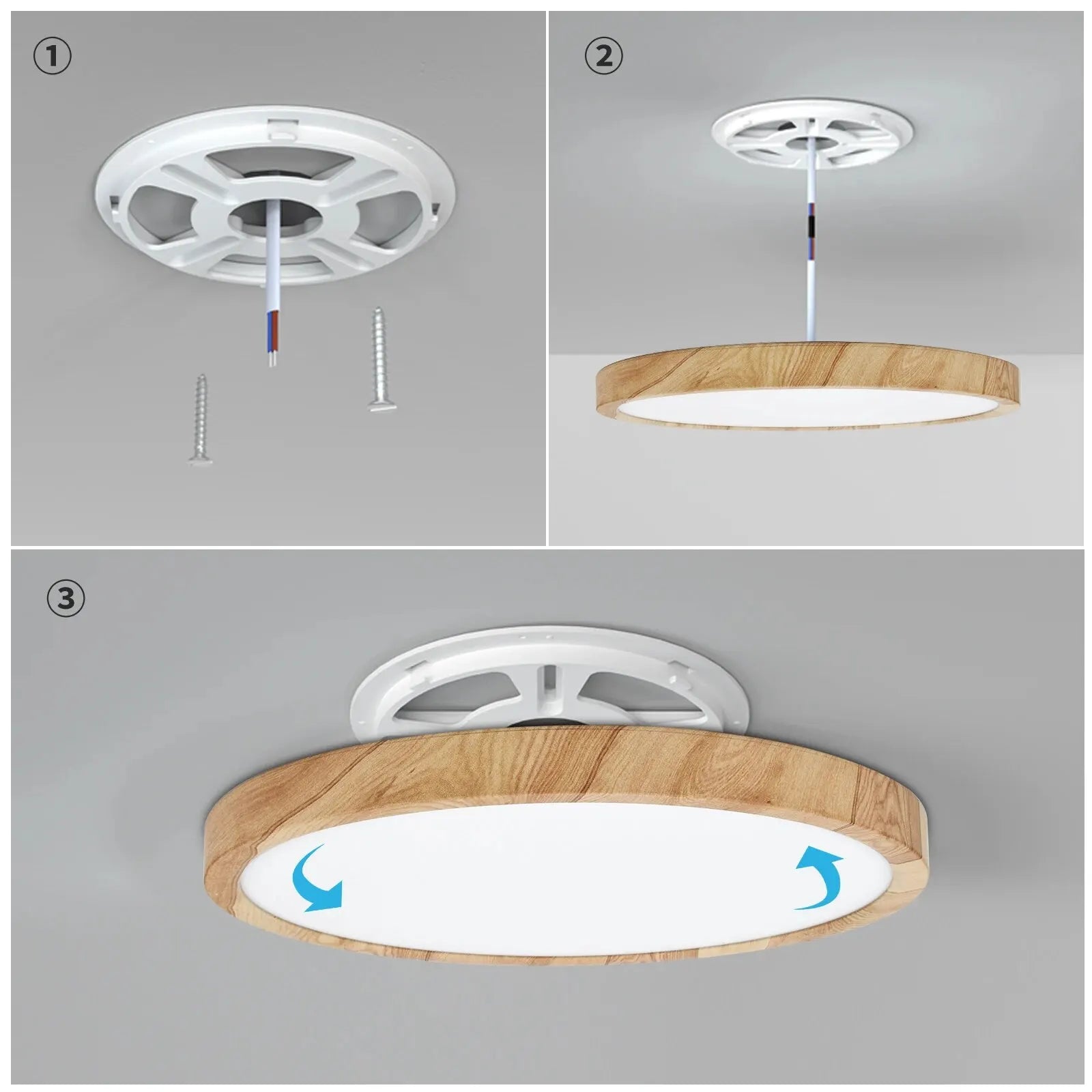 Wood Trim LED Flush Ceiling Light